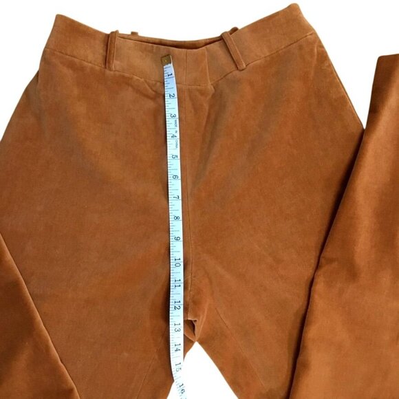 Zenobia Women Rust Burnt Orange High Rise Velvet Fully Lined Luxury Pants Zip  8 - Picture 7 of 12
